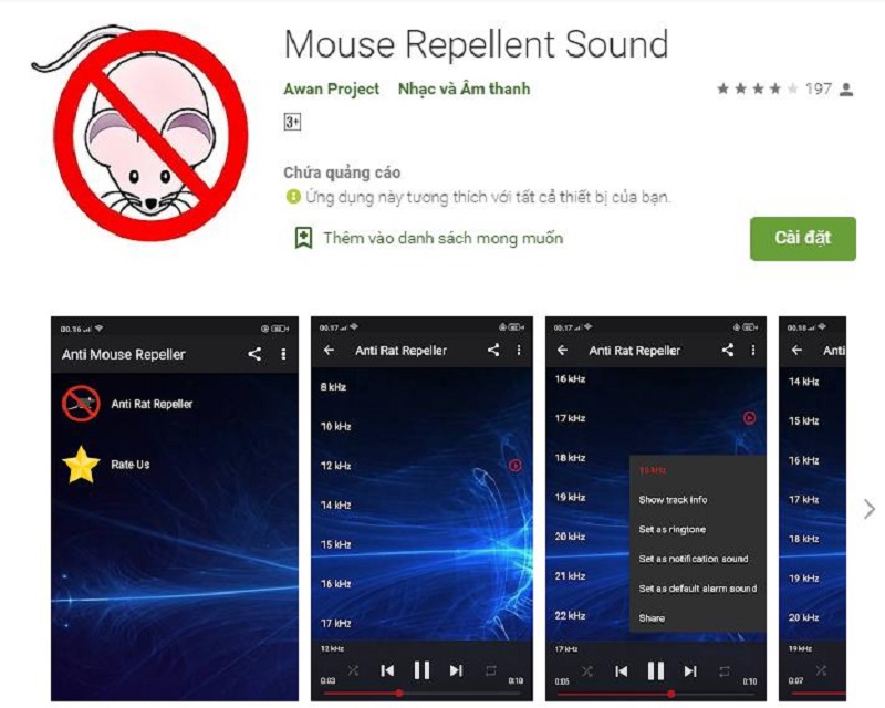 Phần mềm phát âm thanh đuổi chuột Mouse Repellent Sound