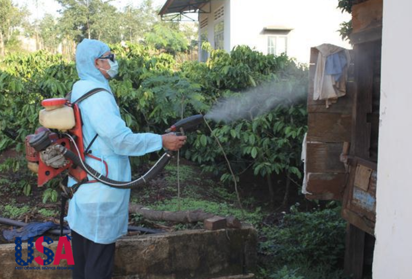 Phun thuốc diệt ruồi nhà chị Hạnh ở Quận 7 TPHCM